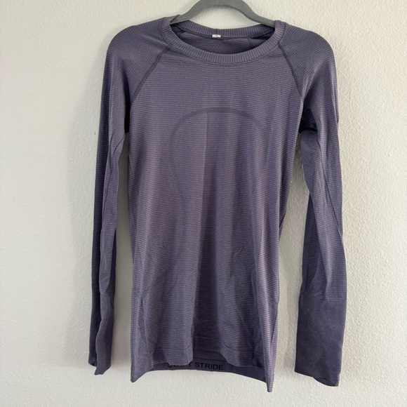 Lululemon Women’s Swiftly Speed Long Sleeve Shine Purple Quartz Sparkle Size 6 - Picture 3 of 7